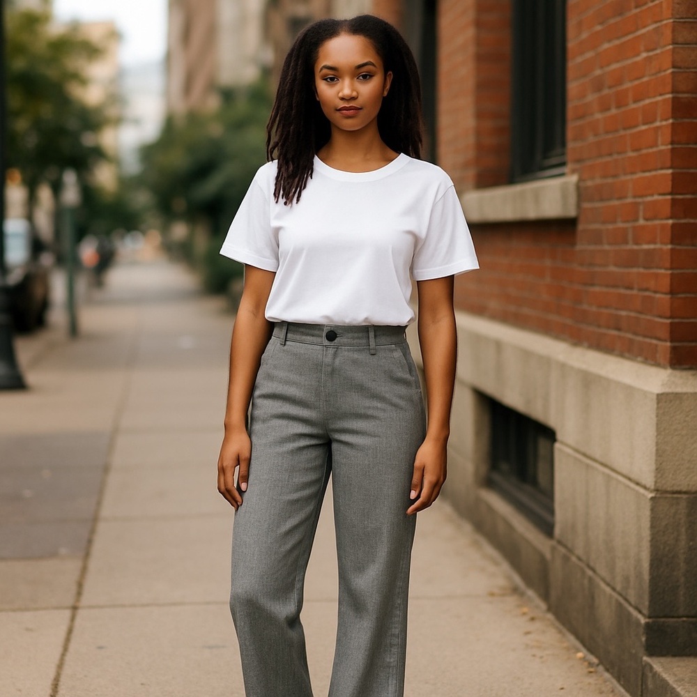 NWOT Banana Republic Women's Classic Gray and White Pinstriped Trousers Size 4 - Picture 1 of 8